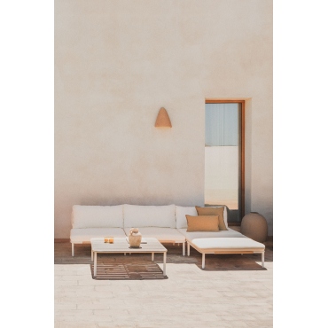 3-delige Modulaire Tuinbank, Poef En Roubly Salontafel Beige Amandelroos - Sklum