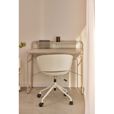 Sibila Bureau 100x45 Cm In Staal En Hout Tapioca Beige - Sklum