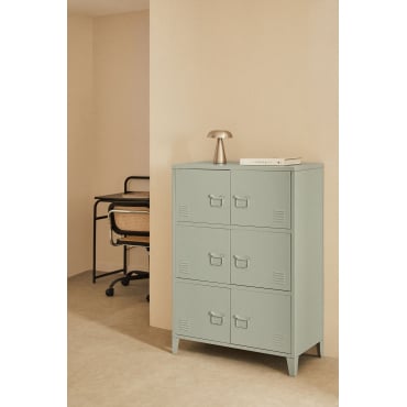 6-deurs Lockerkast Lade 80x40 Cm In Pohpli-staal Groen – Khaki - Sklum