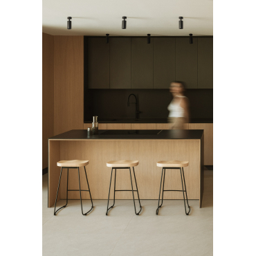 Set Van 2 Hoge Krukken Van Staal En Iepenhout Neicol Zwart & ↑65 Cm - Sklum