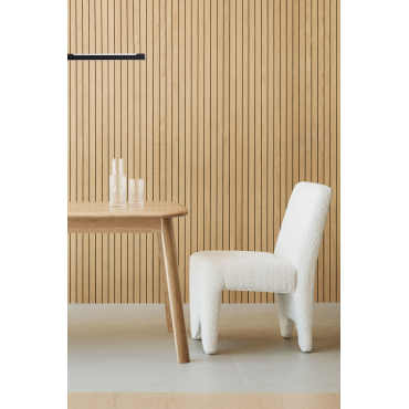 Set Van 4 Eetkamerstoelen In Hout En Boucléstof Kamez Bouclé Wit - Sklum