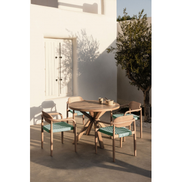 Ronde Tuintafel Van Eucalyptus Hout Naele Eucalyptus Bruin & Ø100 Cm - Sklum
