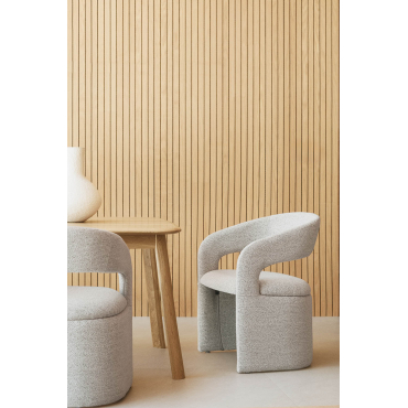 Pakket Van 4 Jules Gestoffeerde Eetkamerstoelen Met Armleuningen Bouclé Zandkleuren - Sklum