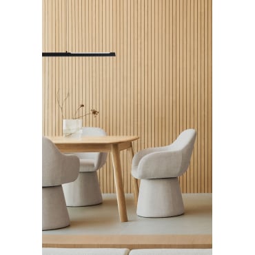 Erica Draaibare Eetkamerstoel Met Armleuningen En Bekleding Stof Crème Beige - Sklum
