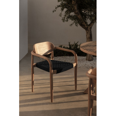 Set Van 4 Tuinstoelen Met Houten Armleuningen Naele Zwart - Sklum