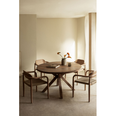 Naele Ronde Houten Eettafel Eucalyptus Bruin & Ø120 Cm - Sklum