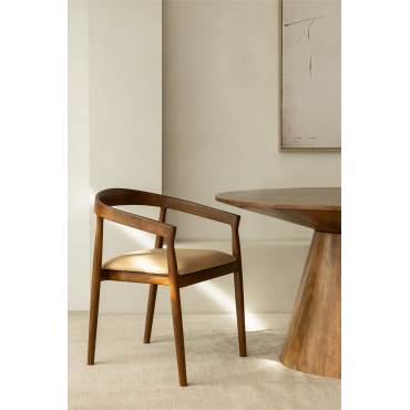 Visby Lederen Eetkamerstoel Beige Vintage - Sklum
