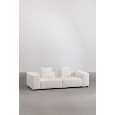 Modulaire 2-delige Bank (↔︎230 Cm) Met Hoge Armleuning Bruna Bouclé Wit - Sklum