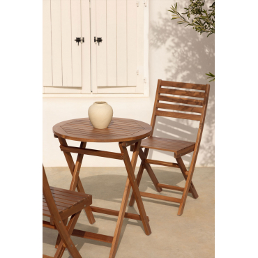 Ronde Tuintafel Ø60 Cm Opvouwbaar Van Acaciahout Delawer Acacia Bruin - Sklum