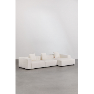 Modulaire Bank Met Chaise Longue Rechts, 3-delig (↔︎375 Cm) Met Hoge Armleuning Bruna Bouclé Wit - Sklum