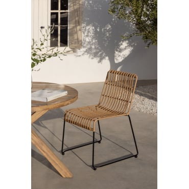 Pakket Van 4 Aroa Synthetische Rotan Tuinstoelen Zwart - Sklum
