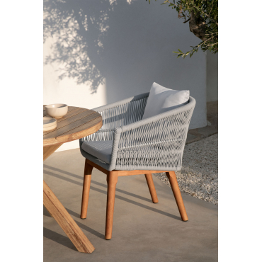 Set Van 4 Tuinstoelen Van Acaciahout En Gevlochten Touw Barker Ijsgrijs - Sklum