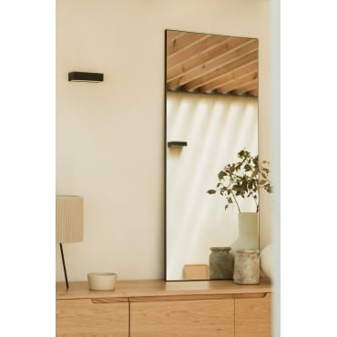 Rechthoekige Wandspiegel In Mdf (60x140 Cm) Vuaret Zwart - Sklum