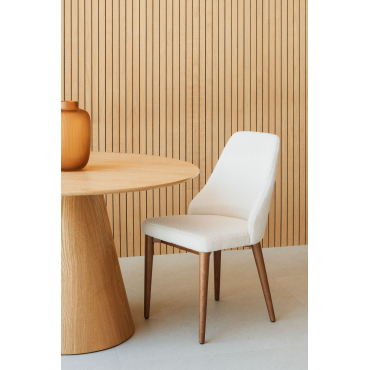 Set Van 2 Leiden Gestoffeerde Eetkamerstoelen Donker Hout & Chenille White - Sklum