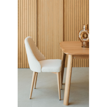 Set Van 4 Leiden Gestoffeerde Eetkamerstoelen Natuurlijk Hout & Chenille White - Sklum