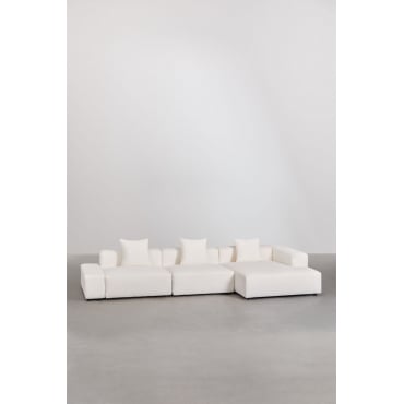 3-delige Chaise Longue Modulaire Bank Rechts (↔︎375 Cm) Bruna Bouclé Wit - Sklum