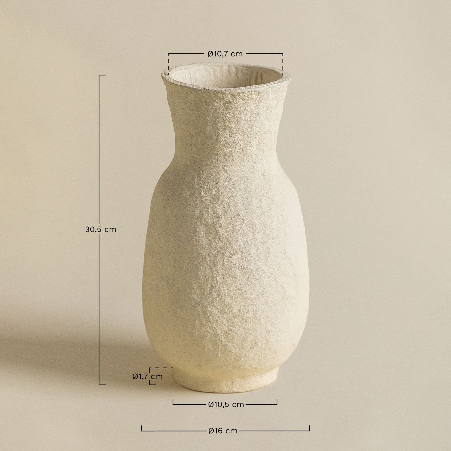 Decoratieve handgemaakte vaas van papier-maché Reynolds, AFMETINGEN