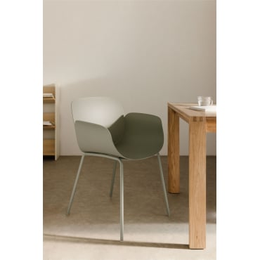 Eetkamerstoel In Polypropyleen En Ijzer Lynette Bamboe Groen - Sklum