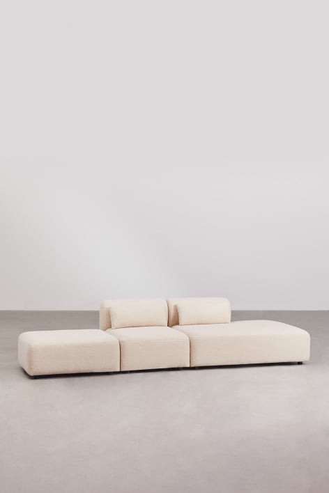 2-delige modulaire bank met chaise longue rechts en Fogler poef