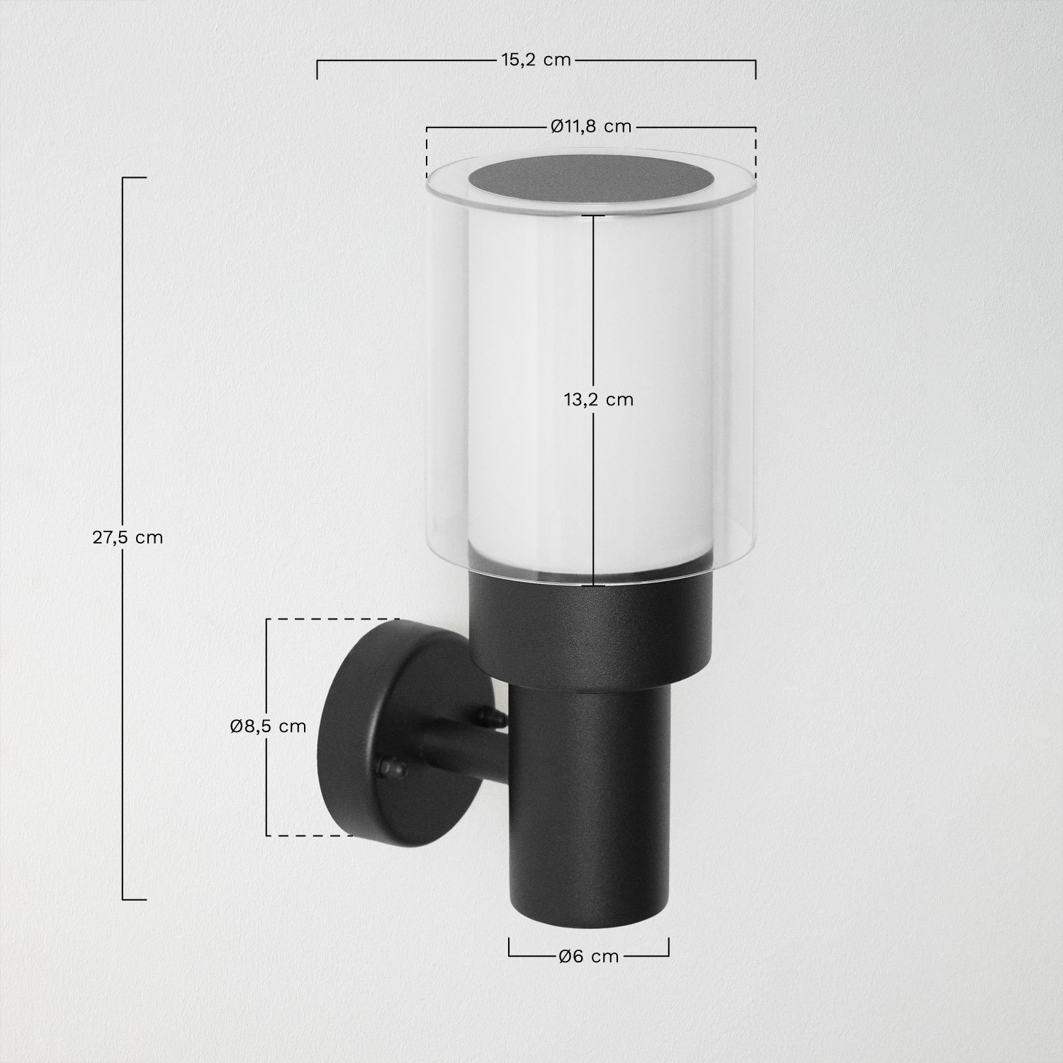 Vantol RVS buitenwandlamp , AFMETINGEN