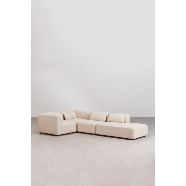 Fogler 4-delige Modulaire Hoekbank Met Chaise Longue Rechts Chenille Crème Beige - Sklum
