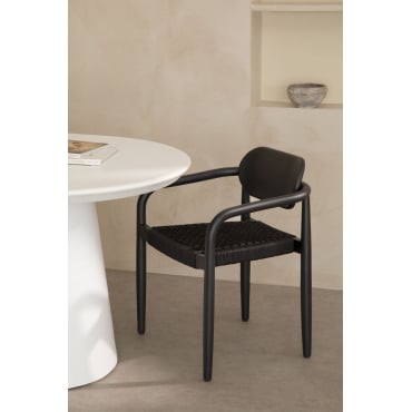 Eetkamerstoel Met Armleuningen In Vintage Naele Hout Zwart - Sklum