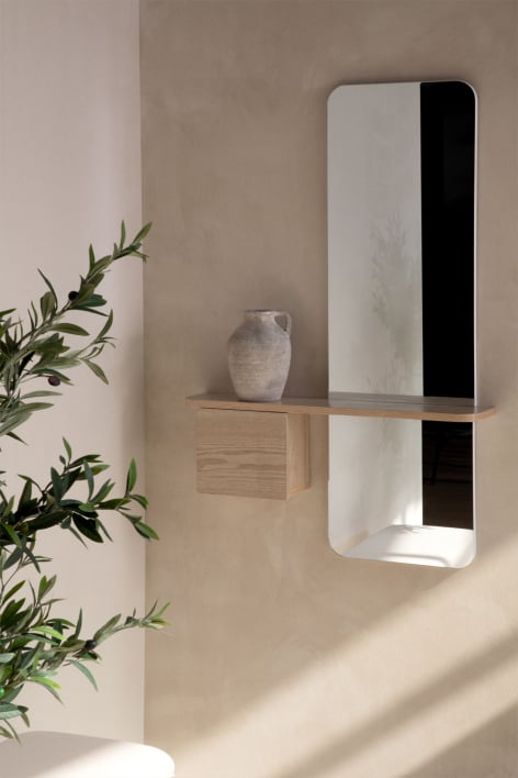 Ontvangstconsole 80x120 cm in MDF met Varna-spiegel - Natuurlijk