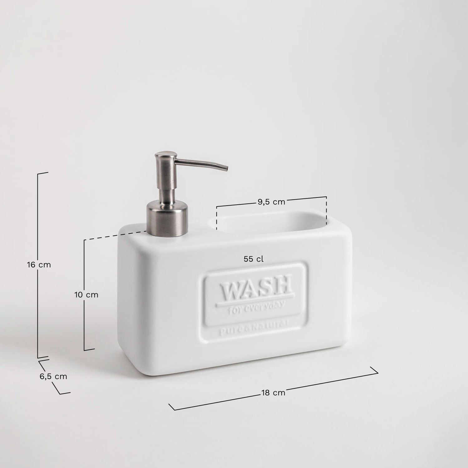 Keramische zeepdispenser voor de keuken Yaddiel, AFMETINGEN