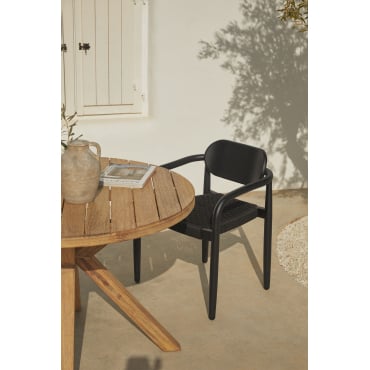 Naele Vintage Houten Tuinstoel Met Armleuningen Zwart - Sklum