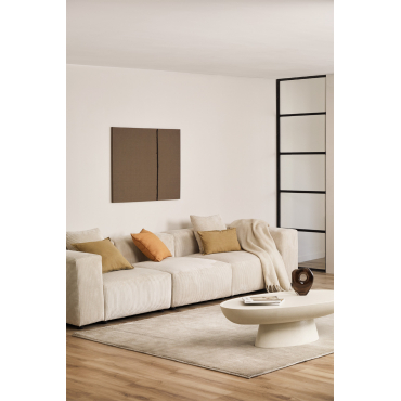 Modulaire 3-delige Bank (↔︎315 Cm) Met Hoge Armleuning Bruna Corduroy Beige – Linnen - Sklum