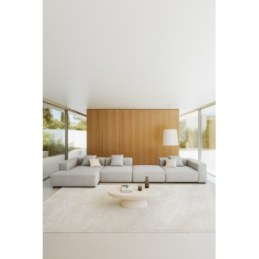Modulaire Bank Met Linker Chaise Longue, 3-delig Met Hoge Armleuning En Poef ↔︎480 Cm Bruna Stof Gris Glacial - Sklum