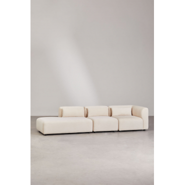 Fogler 3-delige Modulaire Hoekbank Met Chaise Longue Links Corduroy Beige – Linnen - Sklum