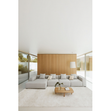 Modulaire Bank Met Linker Chaise Longue, 4-delig (↔︎420 Cm) Met Hoge Armleuning Bruna Stof Gris Glacial - Sklum