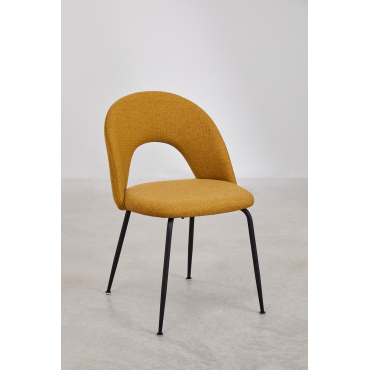 Set Van 4 Eetkamerstoelen Bekleed Met Glorys-stof Mosterd & Zwart - Sklum