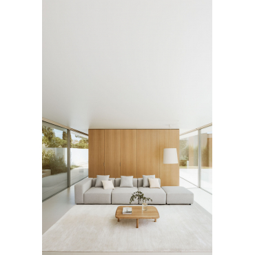 Modulaire Hoekbank Links Met 3 Delen Met Hoge Armleuning En Poef (↔︎370 Cm) Bruna Stof Gris Glacial - Sklum