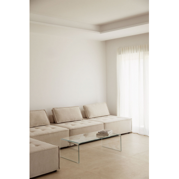 Modulaire Vierdelige Bank En Voetenbank In Vermont-stof Stof Crème Beige - Sklum