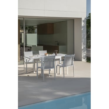 Starmi Uitschuifbare Aluminium Tuintafel 90-180x90 Cm Gardenia Wit - Sklum