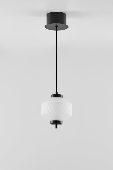 LED hanglamp van ijzer met 1 glazen bol Necsar - Zwart