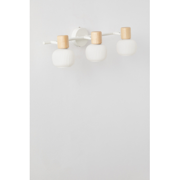 Wandlamp Met 3 Lichtpunten In Ijzer, Rubberhout En Glas Ekaizy Wit - Sklum