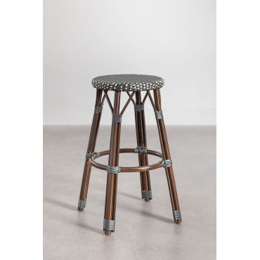 Pakket Van 4 Hoge Tuinstoelen Van Aluminium En Synthetisch Rotan (75 Cm) Brielle Bistro Grijs – Grafiet - Sklum