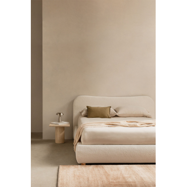 Winselet Lamswollen Opklapbare Slaapbank Chenille Ivoorwit & 160 X 200 Cm - Sklum