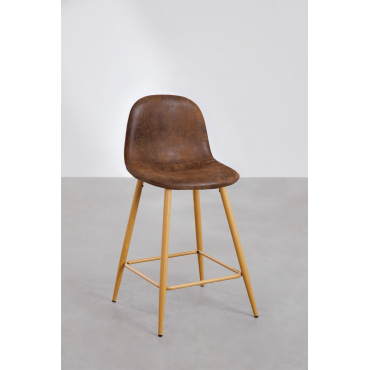 Set Van 2 Hoge Krukken Van Glamm-kunstleer Koffie Vintage & ↑65 Cm & Natuurlijk Hout - Sklum