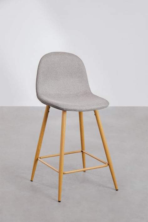 Set van 2 hoge krukken 65 cm van beton grijs stof en natuurlijk hout afgewerkte poten Glamm - Grijs – beton