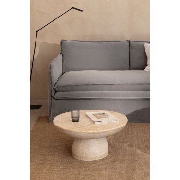 Ronde Salontafel In Travertin-look Beton (ø70 Cm) Ribeseya Travertine - Sklum