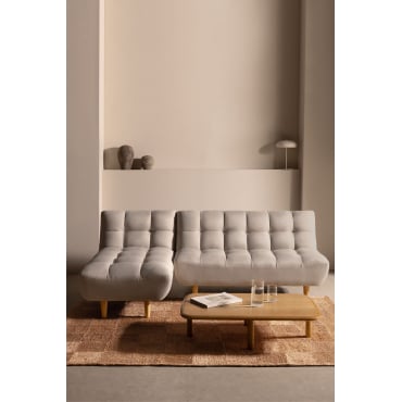 3 Plazas Madison Chaise Longue-slaapbank Stof Crème Beige - Sklum