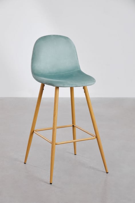 Set van 4 hoge krukken van bordeauxrood kunstleer en donker hout afgewerkte poten Glamm - Grün Tanne