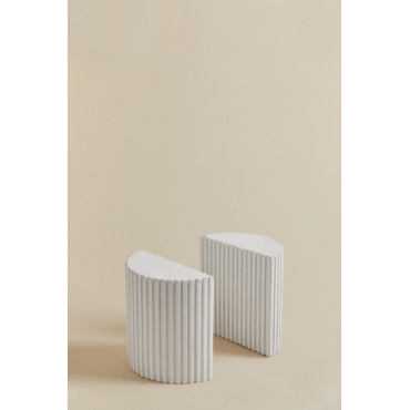 Set Van 2 Morbel Cementen Boekensteunen Wit - Sklum