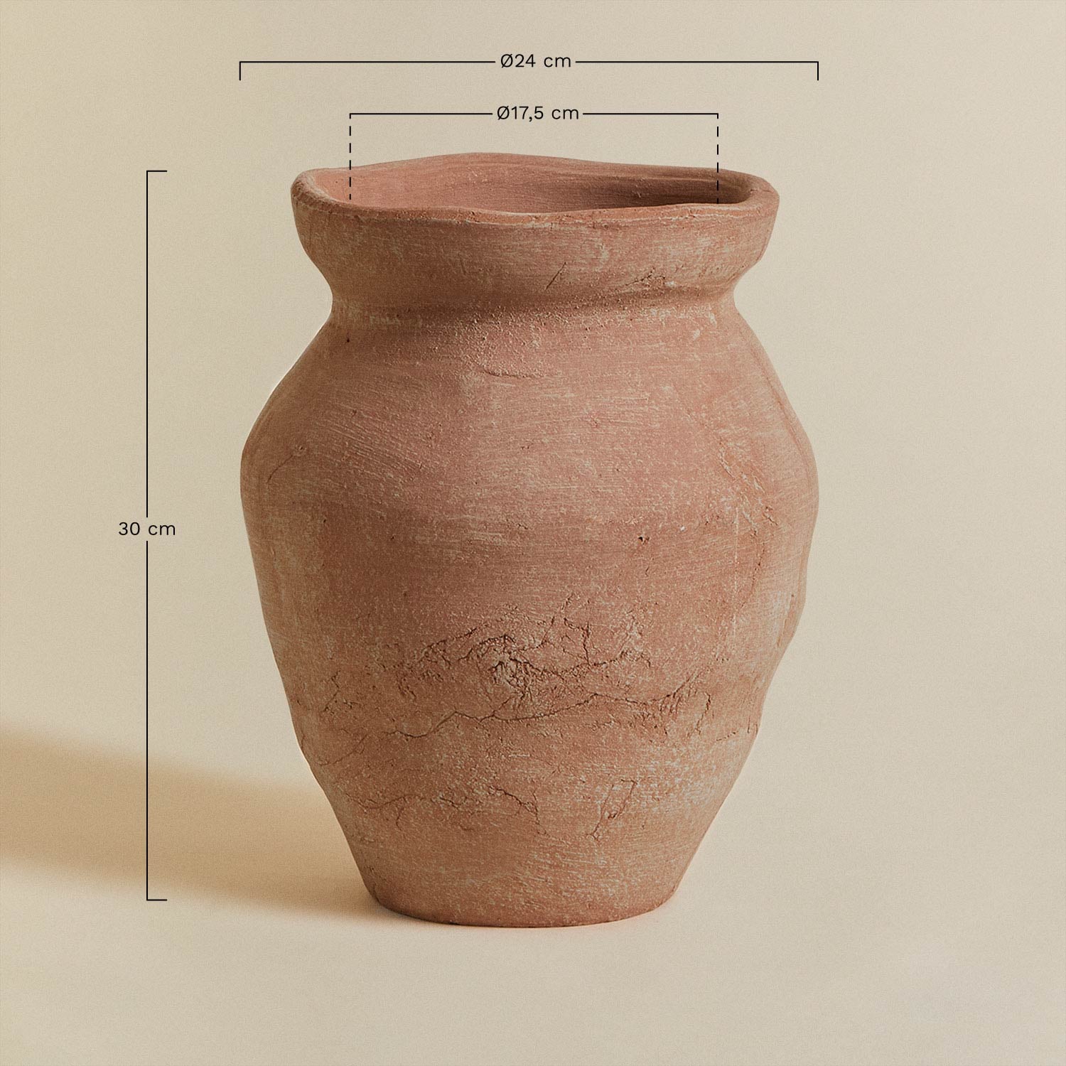 Decoratieve vaas van terracotta Elishia, AFMETINGEN