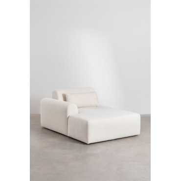 Linker Chaise Longue-module Voor Modulaire Bank In Borjan-schapenvacht Chenille White - Sklum