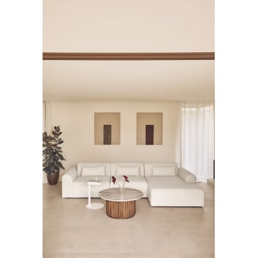 3-delige Modulaire Chaise Longue-bank Rechts, Van Borjan Shearling Chenille White - Sklum